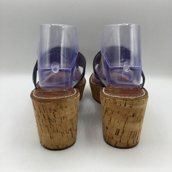 SAM Edelman Ruth Black Cork Wedge Sandals size 9.5M - Picture 7 of 12